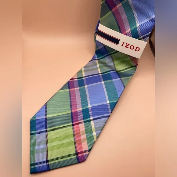 NWT IZOD pastel plaid tie - Picture 1 of 3